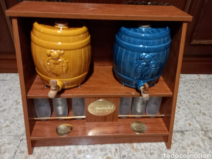 Vintage: Barril tonel ceramica vidriada con mueble