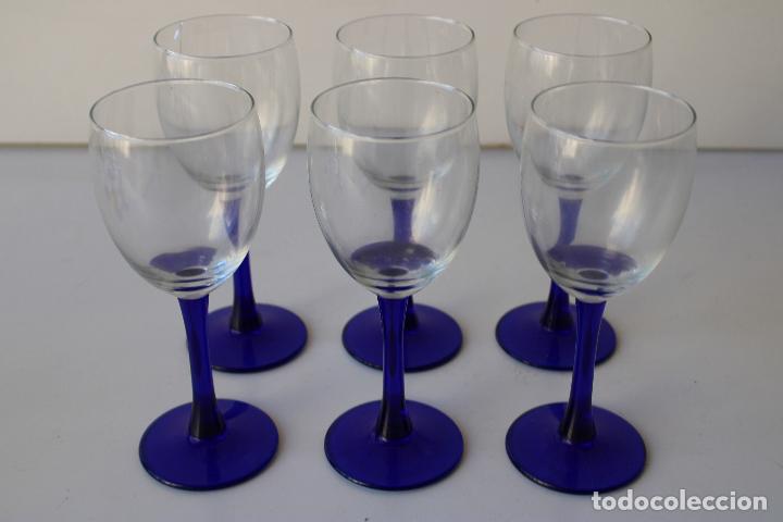 Vintage: 6 copas cristal azul - Foto 2