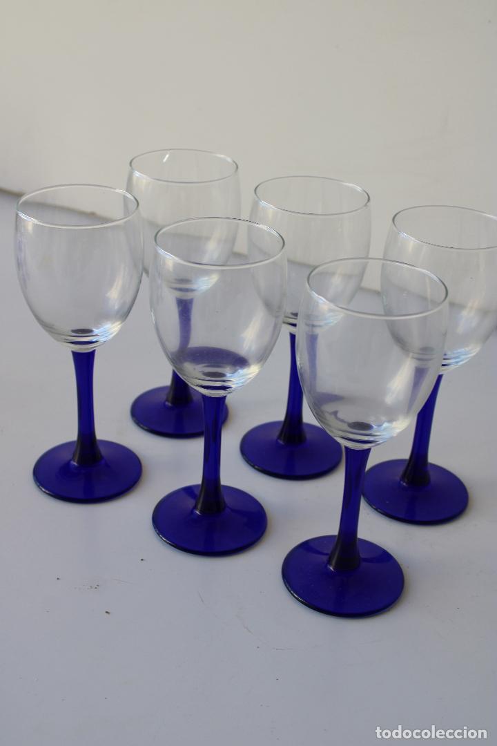 Vintage: 6 copas cristal azul - Foto 3