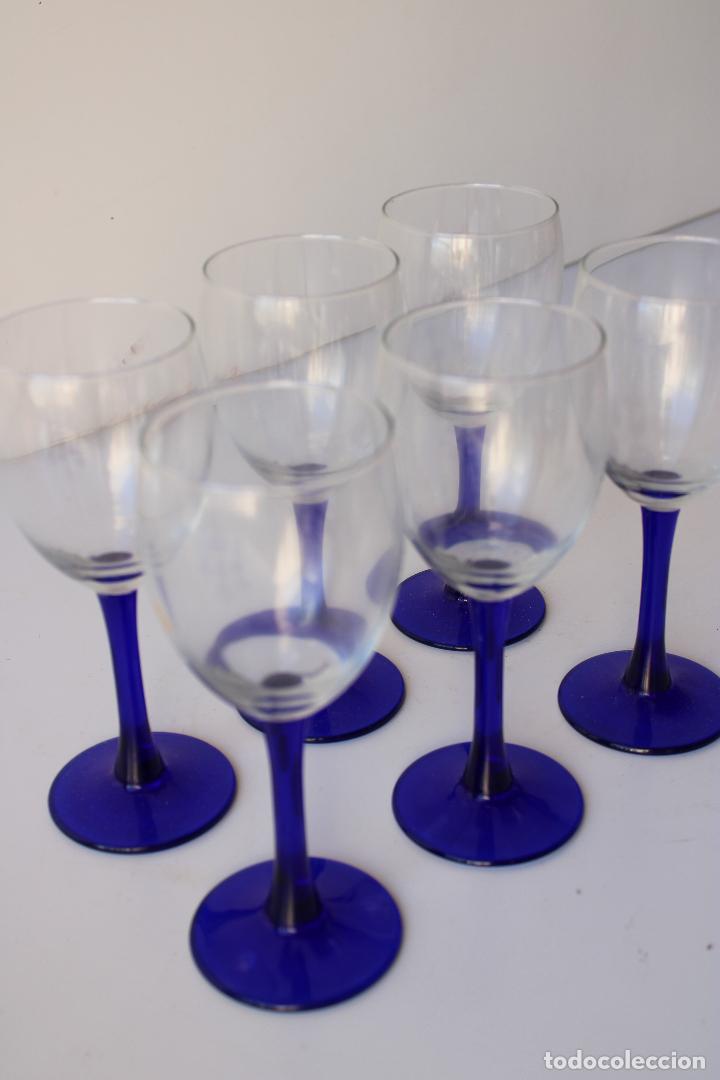 Vintage: 6 copas cristal azul - Foto 4
