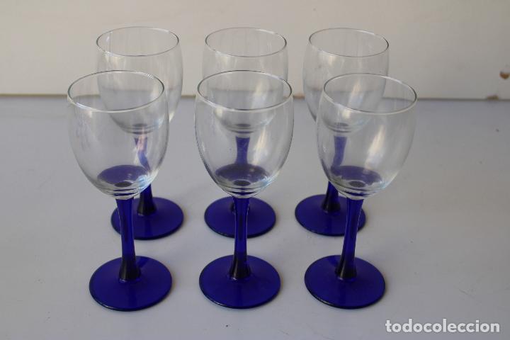 Vintage: 6 copas cristal azul