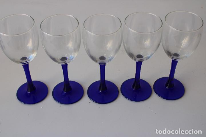 Vintage: 5 copas cristal azul - Foto 2