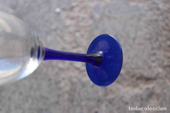 Vintage: 5 copas cristal azul - Foto 4