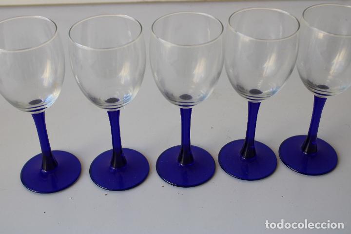 Vintage: 5 copas cristal azul - Foto 5