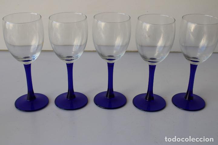Vintage: 5 copas cristal azul
