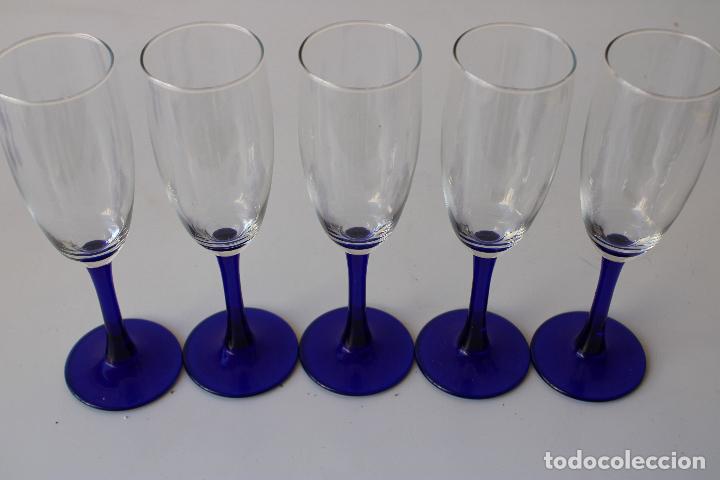 Vintage: 5 copas cristal azul - Foto 3