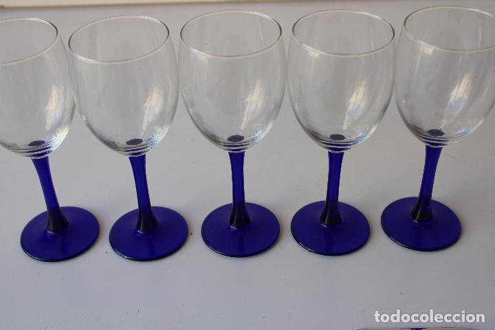 Vintage: 5 copas cristal azul - Foto 2