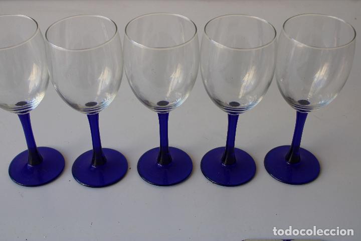 Vintage: 5 copas cristal azul