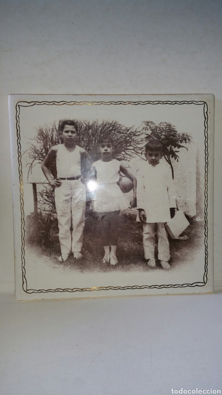 Vintage: Antigua fotograf&iacute;a impresa sobre azulejo, 15&times;15cm.
