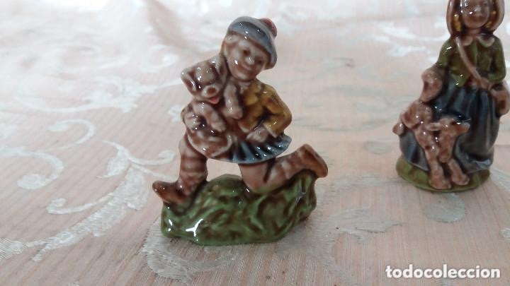 Vintage: Lote tres figuritas porcelana policromada