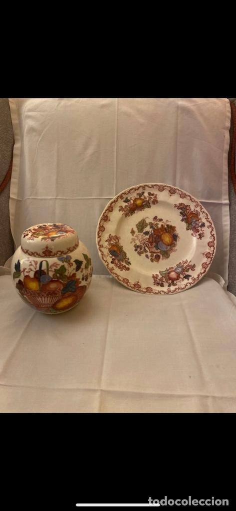 Vintage: Tibor con tapa y plato porcelana inglesa manson&rsquo;s