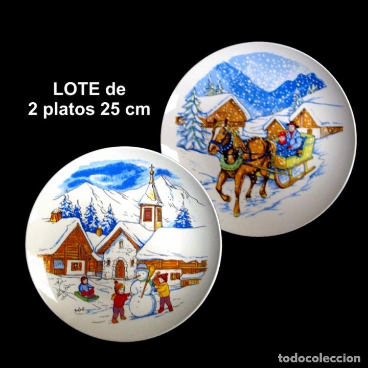 Vintage: Plato porcelana 25 cm - Motivo INVERNAL (lote 2 platos)