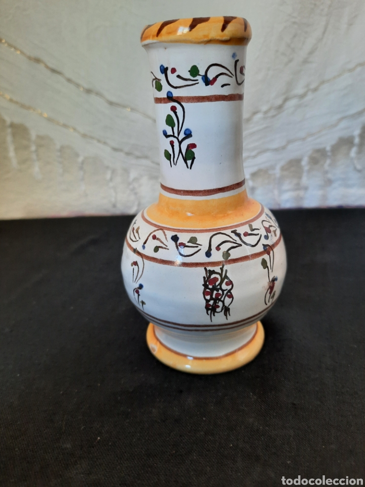 Vintage: Jarr&oacute;n florero picaflor ceramica esmaltada pintada a mano.
