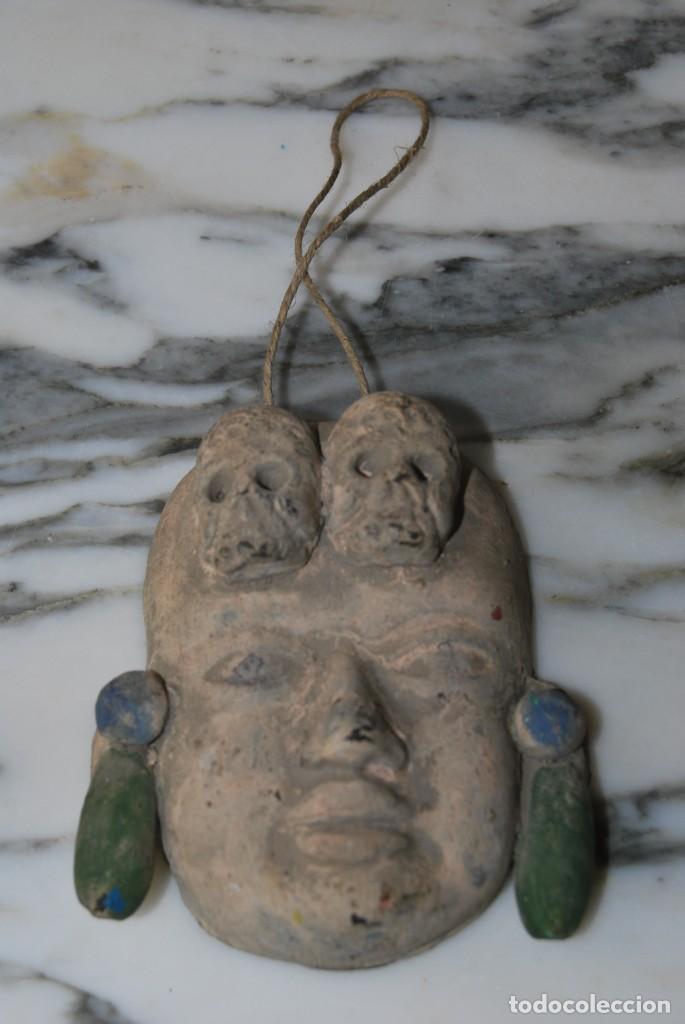 Vintage: M&Aacute;SCARA DE CER&Aacute;MICA - DOS CALAVERAS - TIPO ARTE PRECOLOMBINO