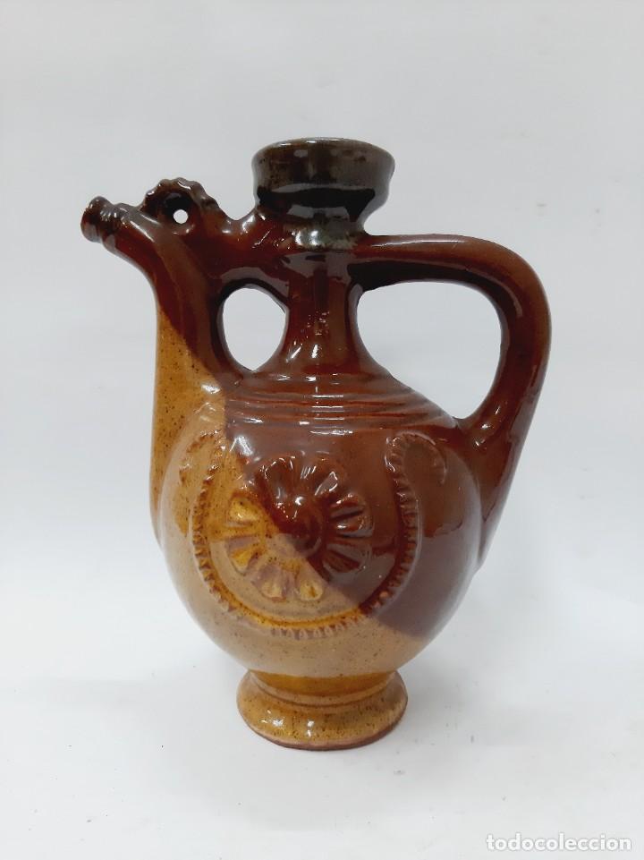 Vintage: Jarra vintage de cer&aacute;mica vidriada, marr&oacute;n, beige