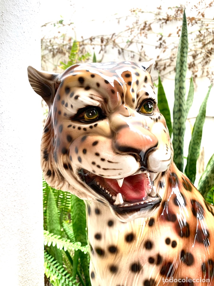 Vintage: LEOPARDO VINTAGE DE CER&Aacute;MICA XL.