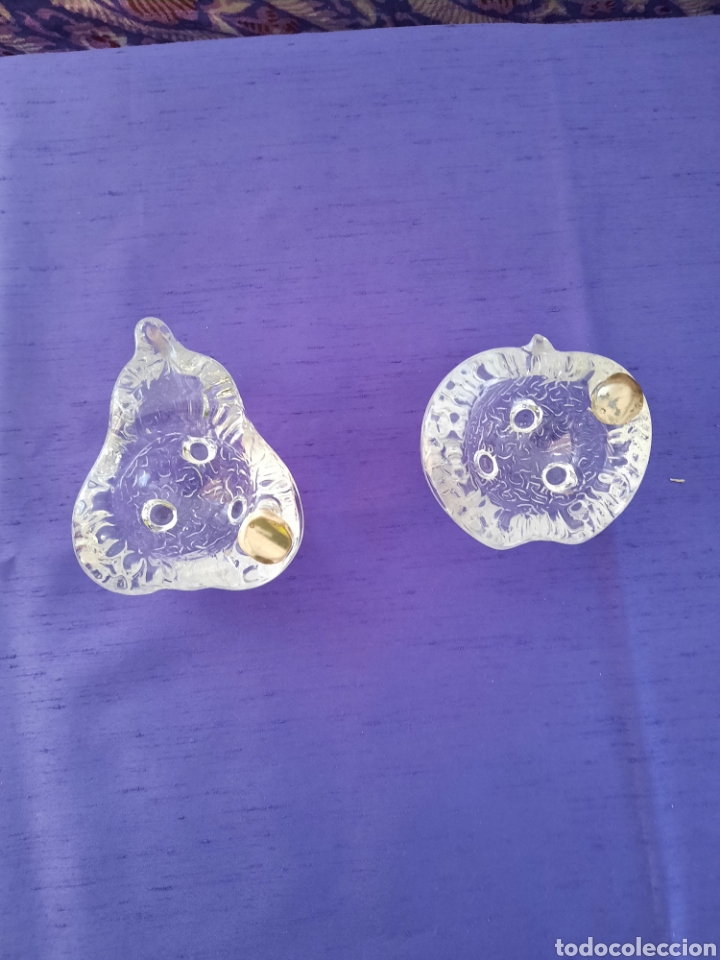 Vintage: Ceniceros de cristal grueso tallado con u&ntilde;as de plata.