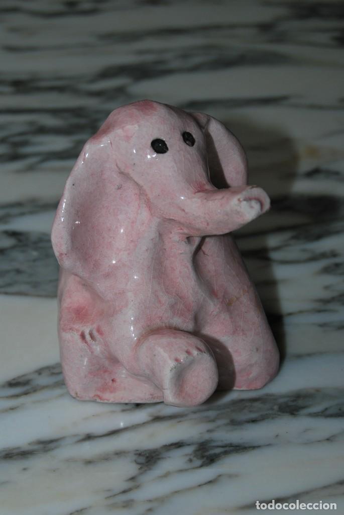 Vintage: FIGURA DE CER&Aacute;MICA ESMALTADA - ELEFANTE ROSA