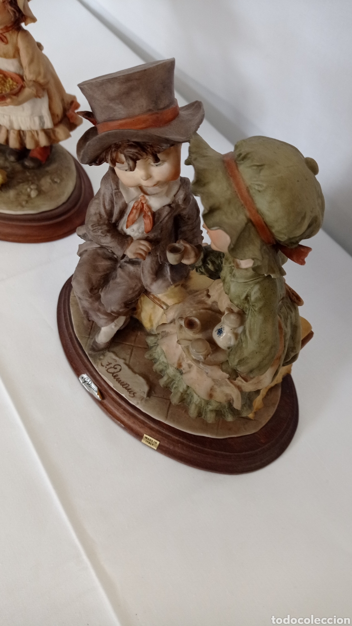 Vintage: Escultura pareja ni&ntilde;os Giuseppe Armani