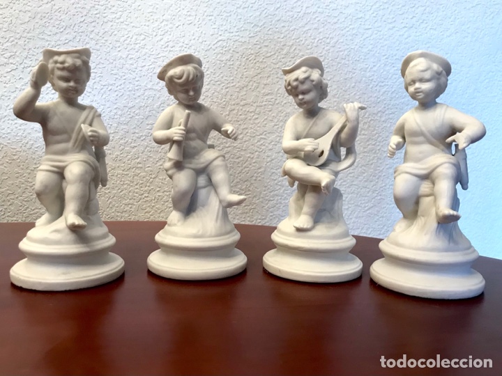 Vintage: Conjunto cuatro figuras porcelana m&uacute;sicos