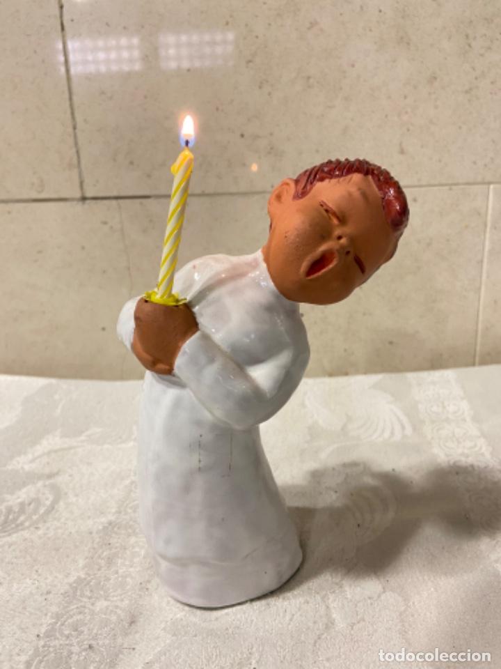 Vintage: C-39. Angelito cantor en cer&aacute;mica esmaltada Jullar Spain.