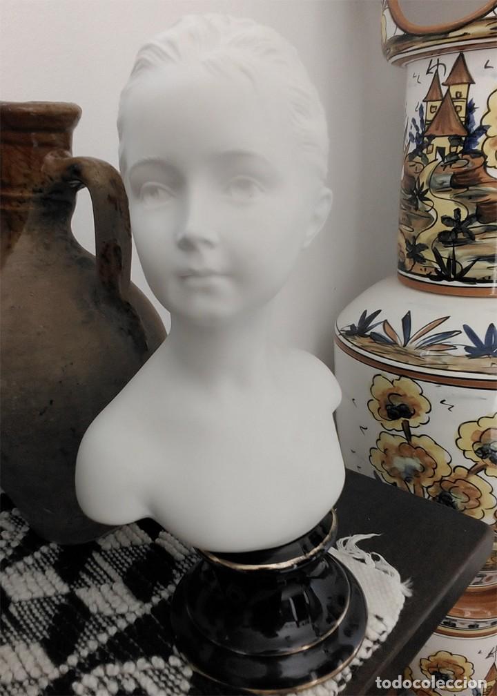 Vintage: PAREJA DE BUSTOS EN PORCELANA BISCUIT Y LIMOUGES MIDEN 35/20 CM 13 CM DE DIAMETRO EN LA BASE - Foto 3