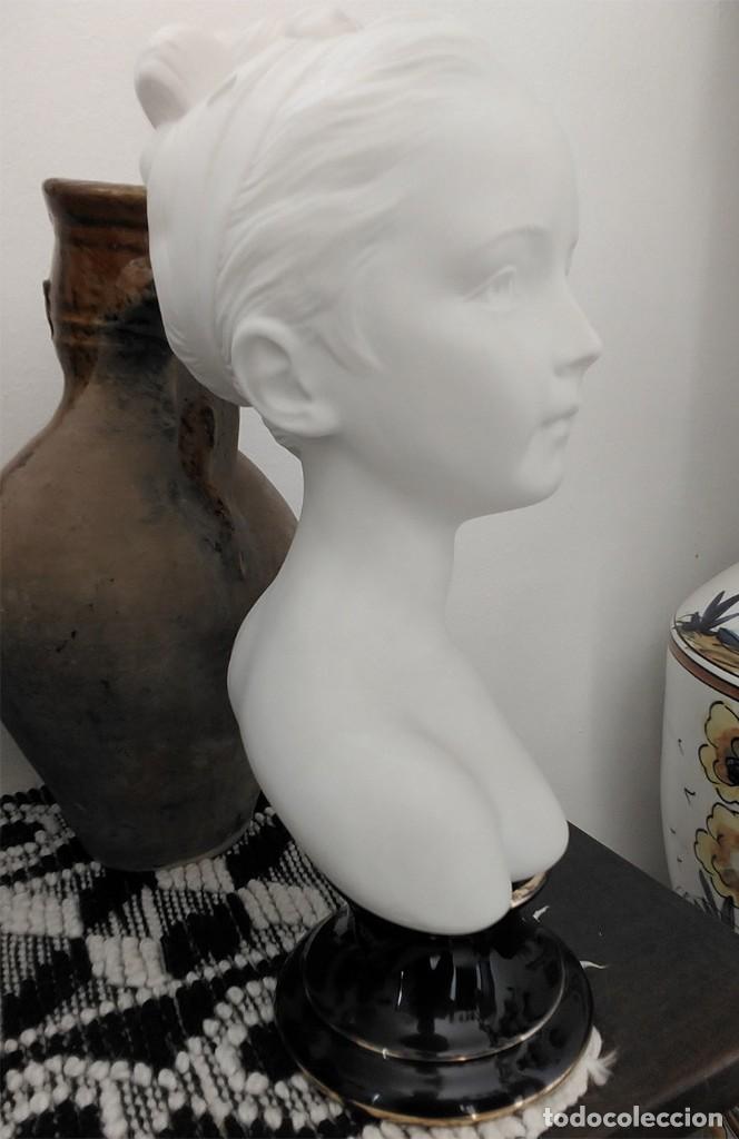 Vintage: PAREJA DE BUSTOS EN PORCELANA BISCUIT Y LIMOUGES MIDEN 35/20 CM 13 CM DE DIAMETRO EN LA BASE - Foto 4