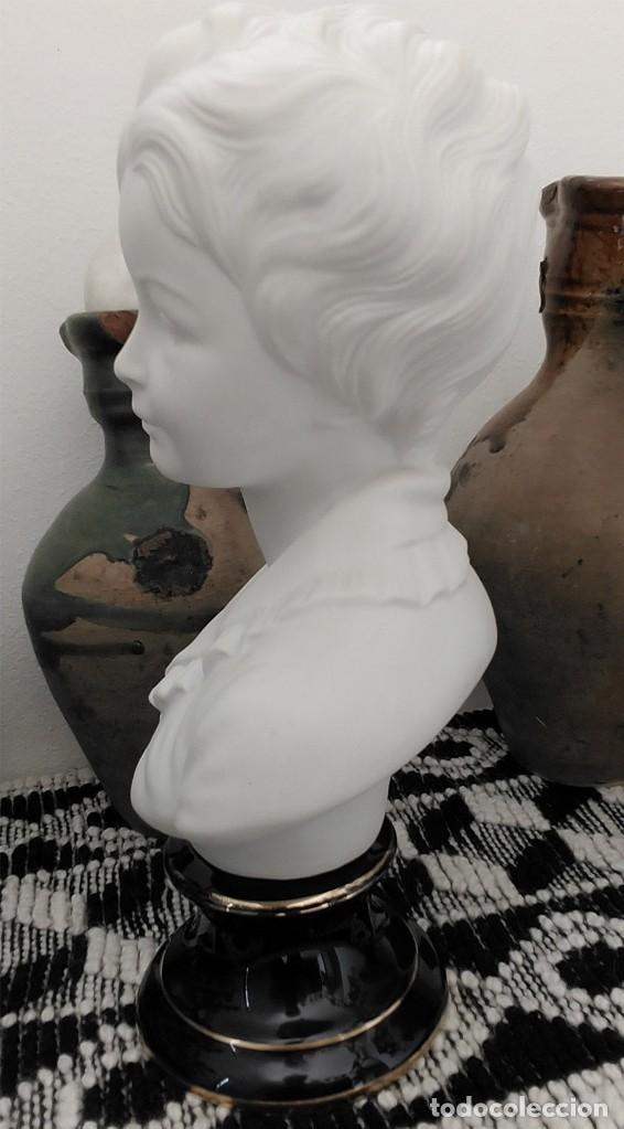 Vintage: PAREJA DE BUSTOS EN PORCELANA BISCUIT Y LIMOUGES MIDEN 35/20 CM 13 CM DE DIAMETRO EN LA BASE - Foto 5