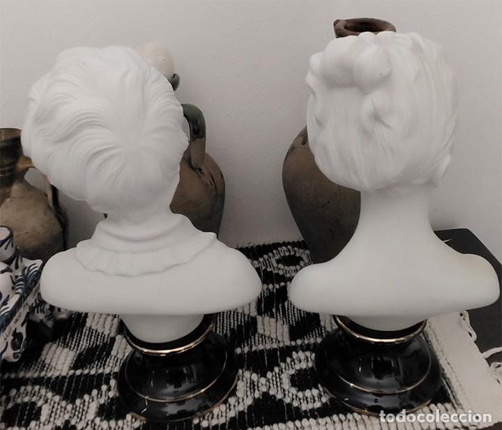 Vintage: PAREJA DE BUSTOS EN PORCELANA BISCUIT Y LIMOUGES MIDEN 35/20 CM 13 CM DE DIAMETRO EN LA BASE - Foto 6