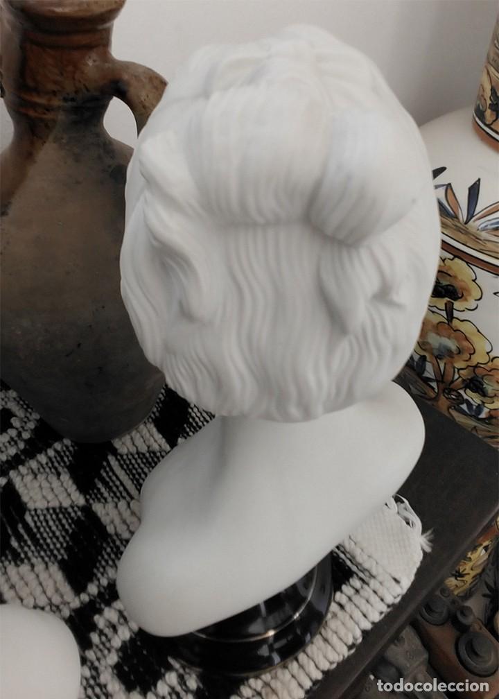 Vintage: PAREJA DE BUSTOS EN PORCELANA BISCUIT Y LIMOUGES MIDEN 35/20 CM 13 CM DE DIAMETRO EN LA BASE - Foto 7