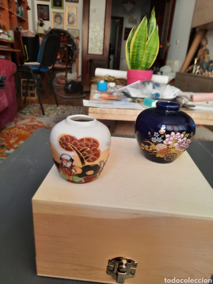 Vintage: Dos jarrones/tibor en porcelana japonesa