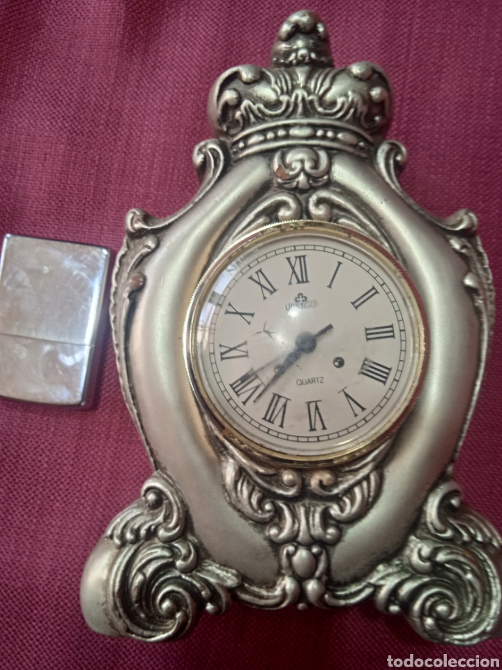 Vintage: Reloj sobremesa,plateado