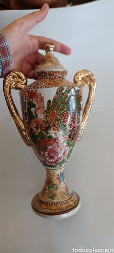 Vintage: Tibor japon&eacute;s en gres esmaltado. - Foto 2