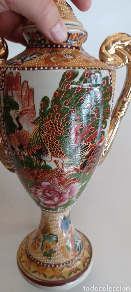 Vintage: Tibor japon&eacute;s en gres esmaltado. - Foto 3