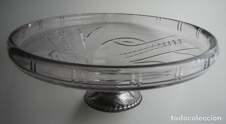 Vintage: CENTRO DE MESA. CRISTAL TALLADO Y BASE DE METAL. 32,4 CM A&Ntilde;OS ENTRE 1950 Y 1960.
