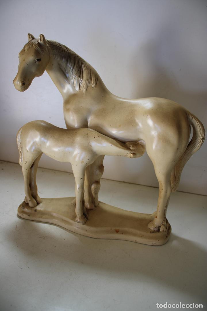 Vintage: figura caballos de ceramica