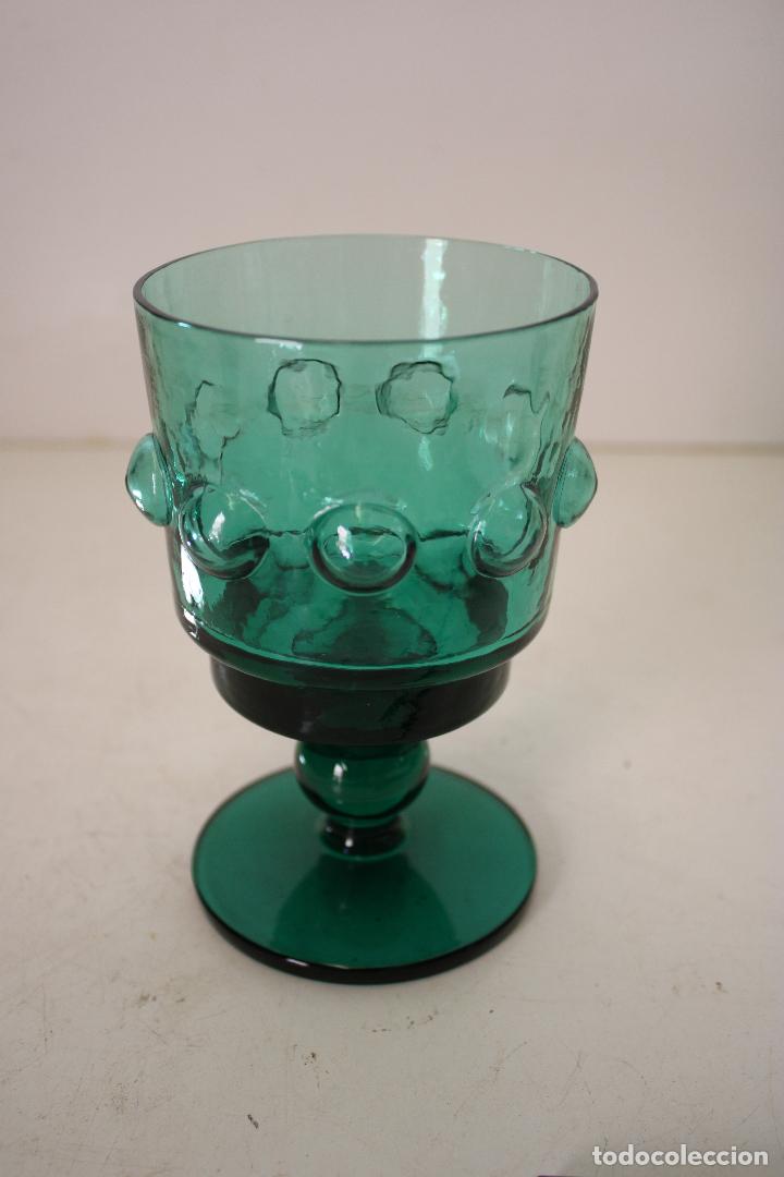 Vintage: copa de cristal verde - Foto 4