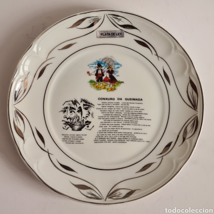 Vintage: Plato Conxuro de Queimada - Porcelanas Elyca - Plata de Ley - Decoraci&oacute;n Galicia Vintage