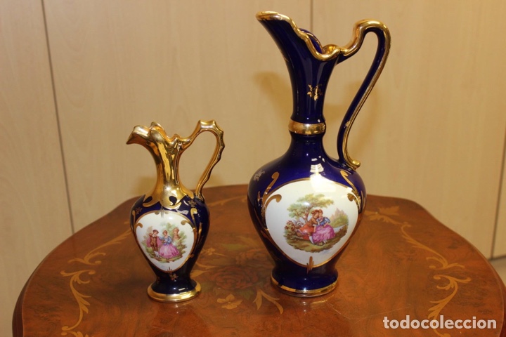 Vintage: Dos jarrones de porcelana Limoges, Francia