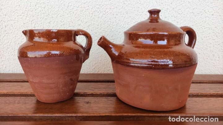 Vintage: Tetera y jarrita barro - Foto 1