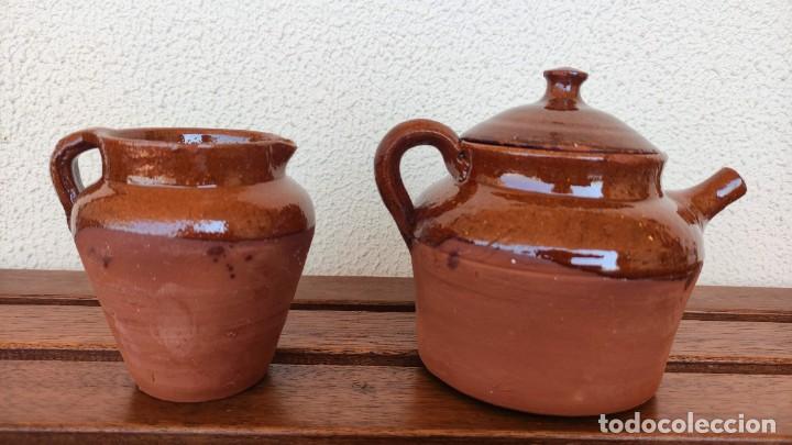 Vintage: Tetera y jarrita barro - Foto 2