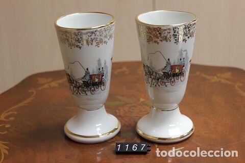 Vintage: Lote de 2 vasos mazagran de porcelana Limoges