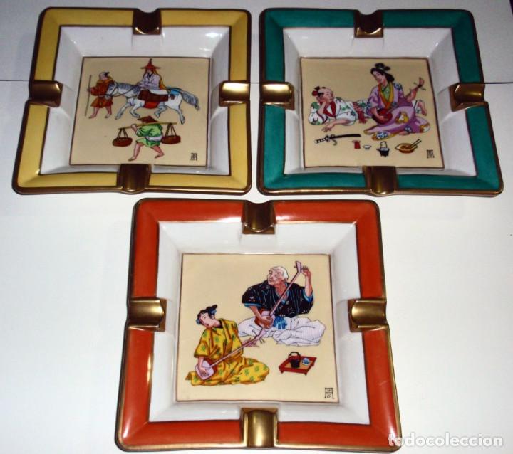 Vintage: Porcelana Algora, tres ceniceros