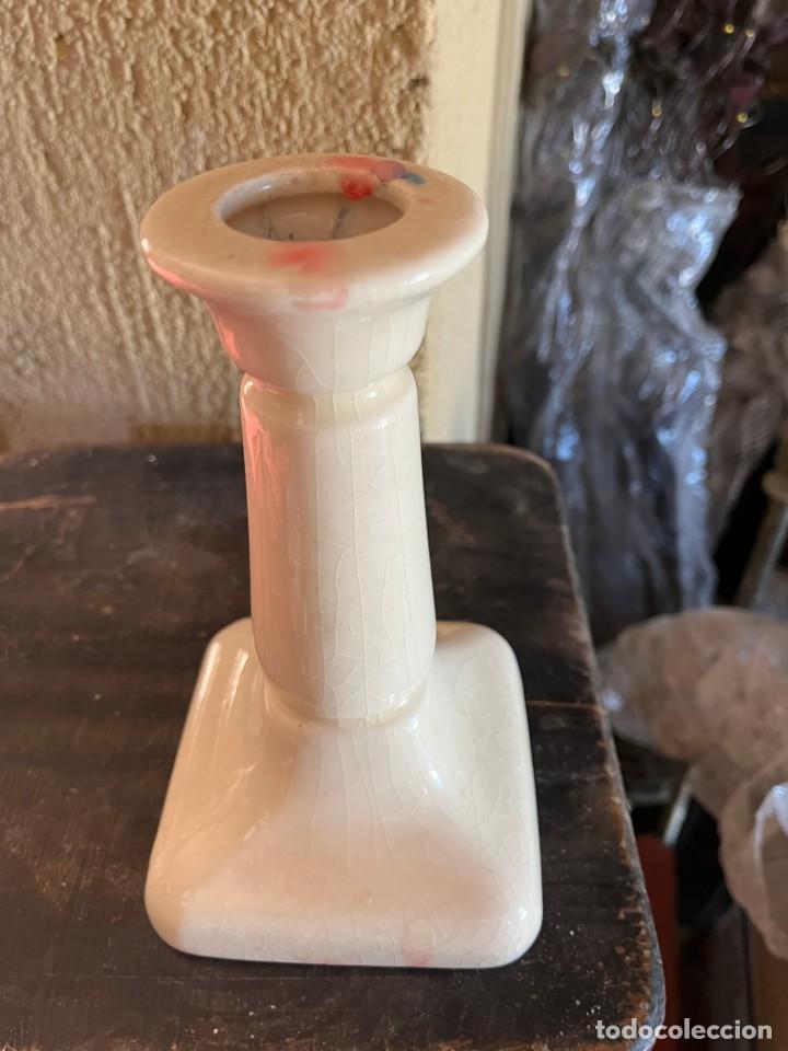 Vintage: CANDELABRO ESMALTADO EN BLANCO. - Foto 2