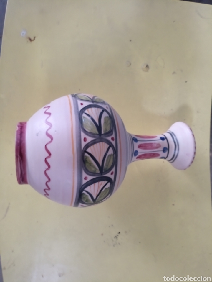 Vintage: Jarra cer&aacute;mica Talavera 30 cm altura decoraci&oacute;n pintada a mano