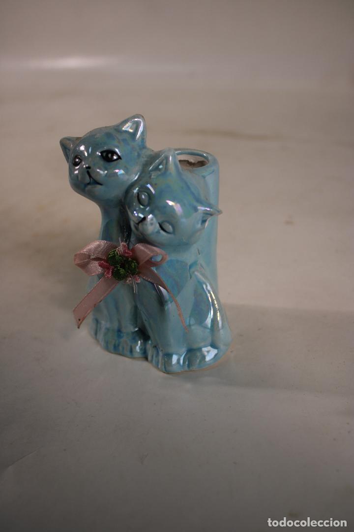 Vintage: palillero gatos de ceramica