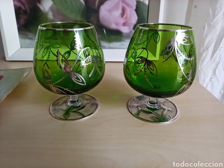 Vintage: 2 Copas bal&oacute;n con decoraci&oacute;n de plata - Foto 4