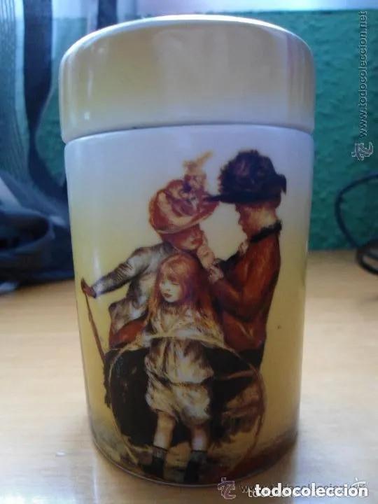 Vintage: CAJA DE PORCELANA POLICROMADA DORADA - RENOIR - LOS JARDINES DE LUXEMBURGO - LUARADA DISE&Ntilde;O