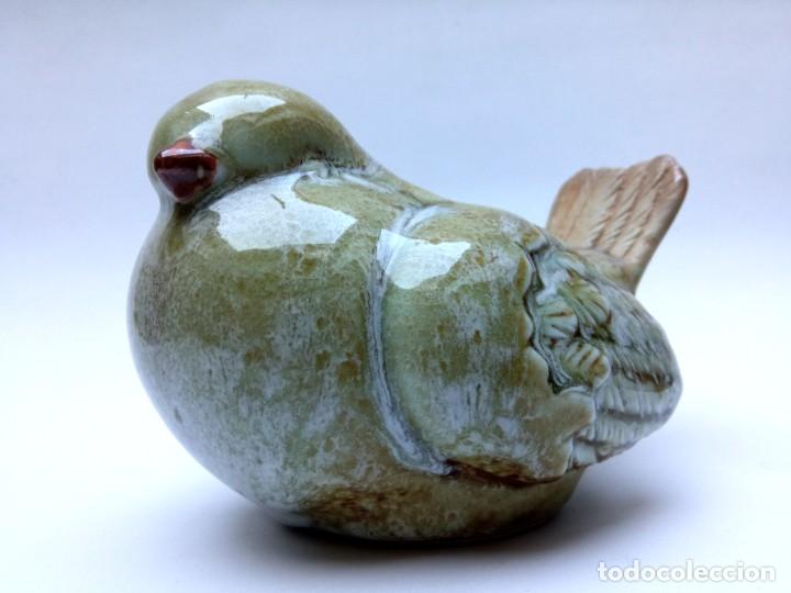 Vintage: Portavelas cer&aacute;mica-gres p&aacute;jaro