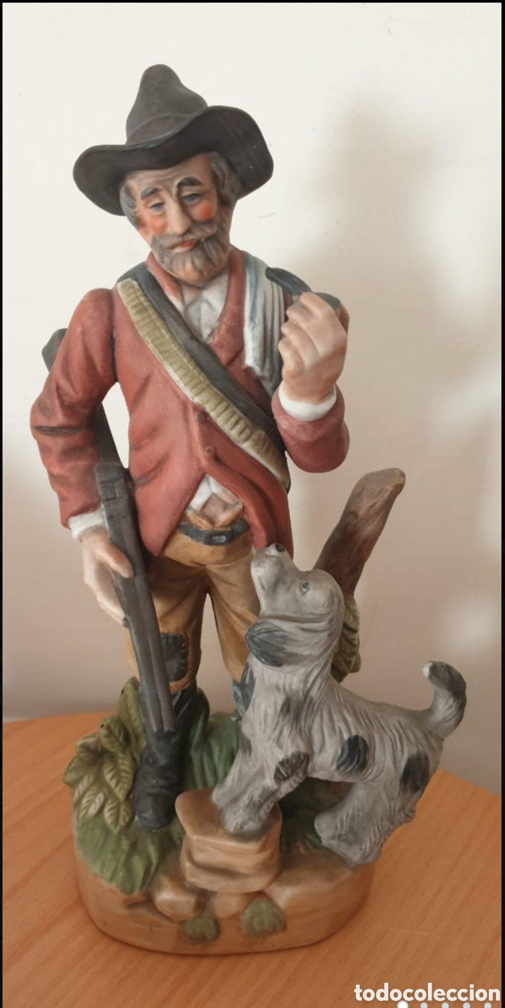 Vintage: Figura antigua cazador con perro